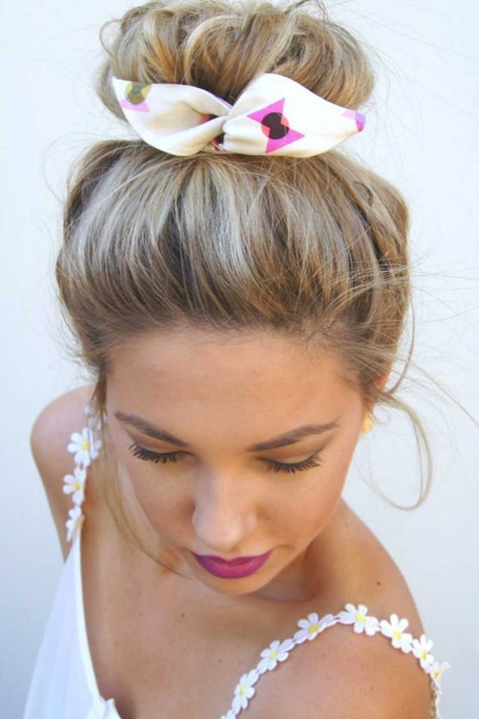 Top Knot with a Scarf Tie